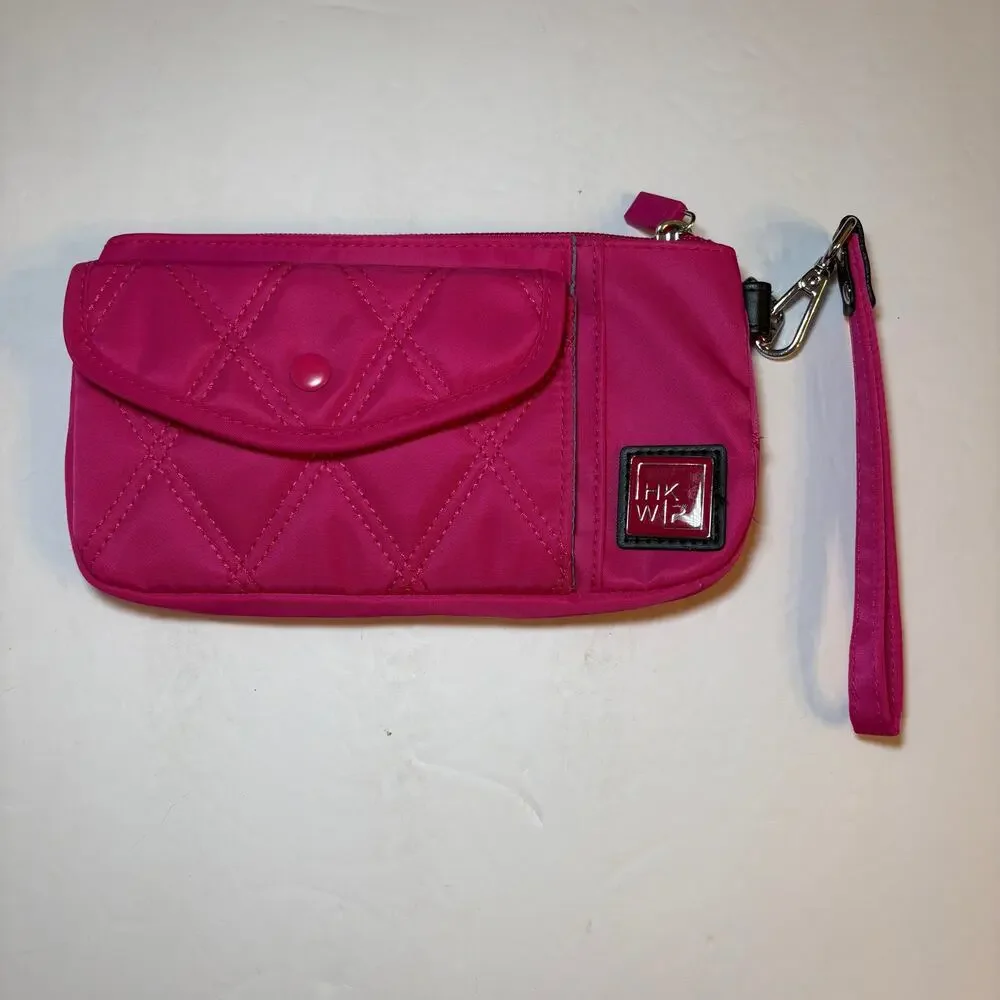 IHKWIP On-The-Go RFID Wallet Wristlet Hot Pink Fuchsia Quilted Pocket Security